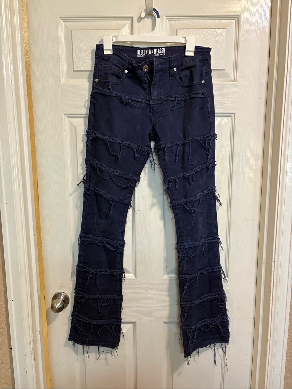 Frayed Panel Bootcut Jeans - Men, Indigo